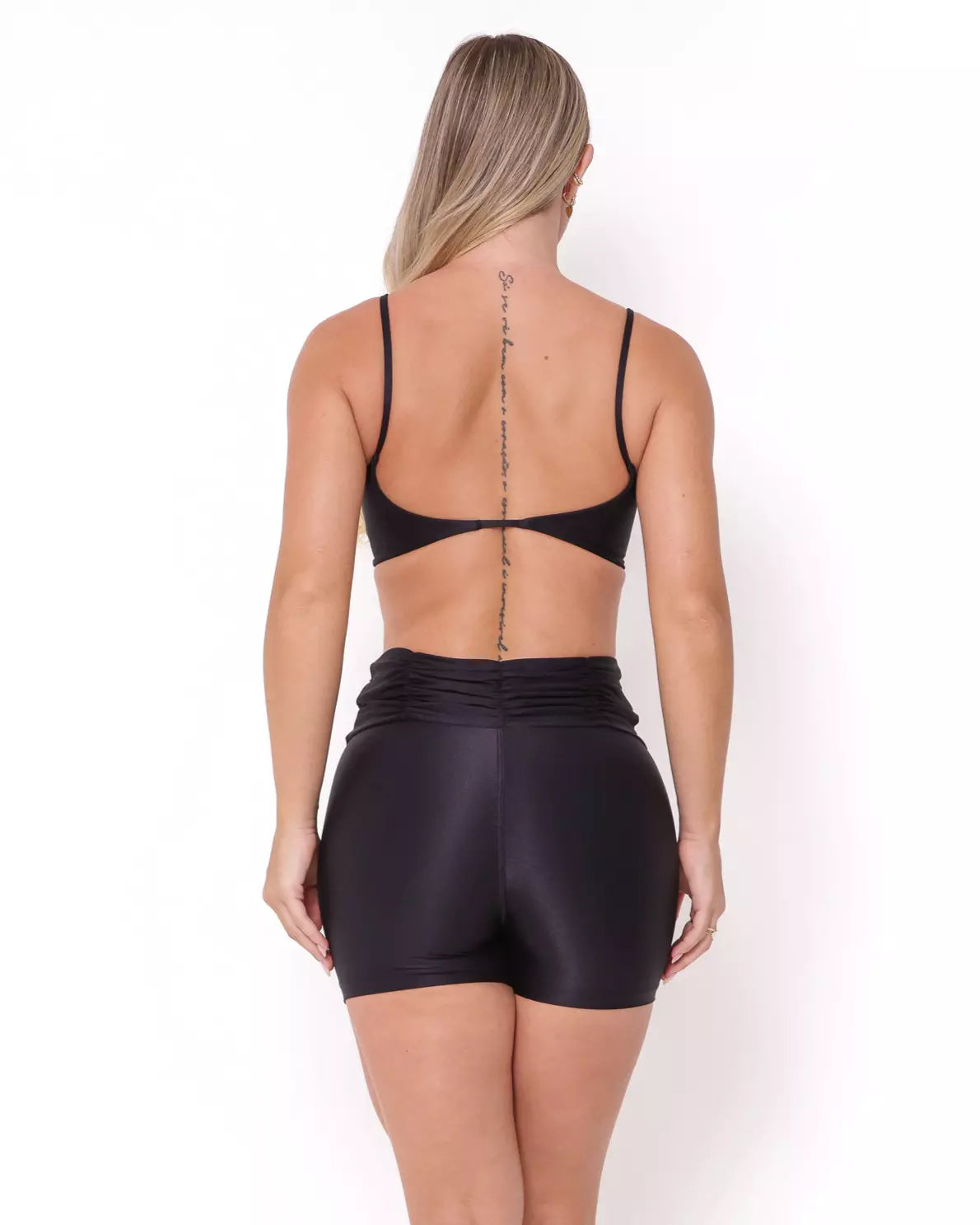 Conjunto Fitness Cós Franzido Compressão Preto